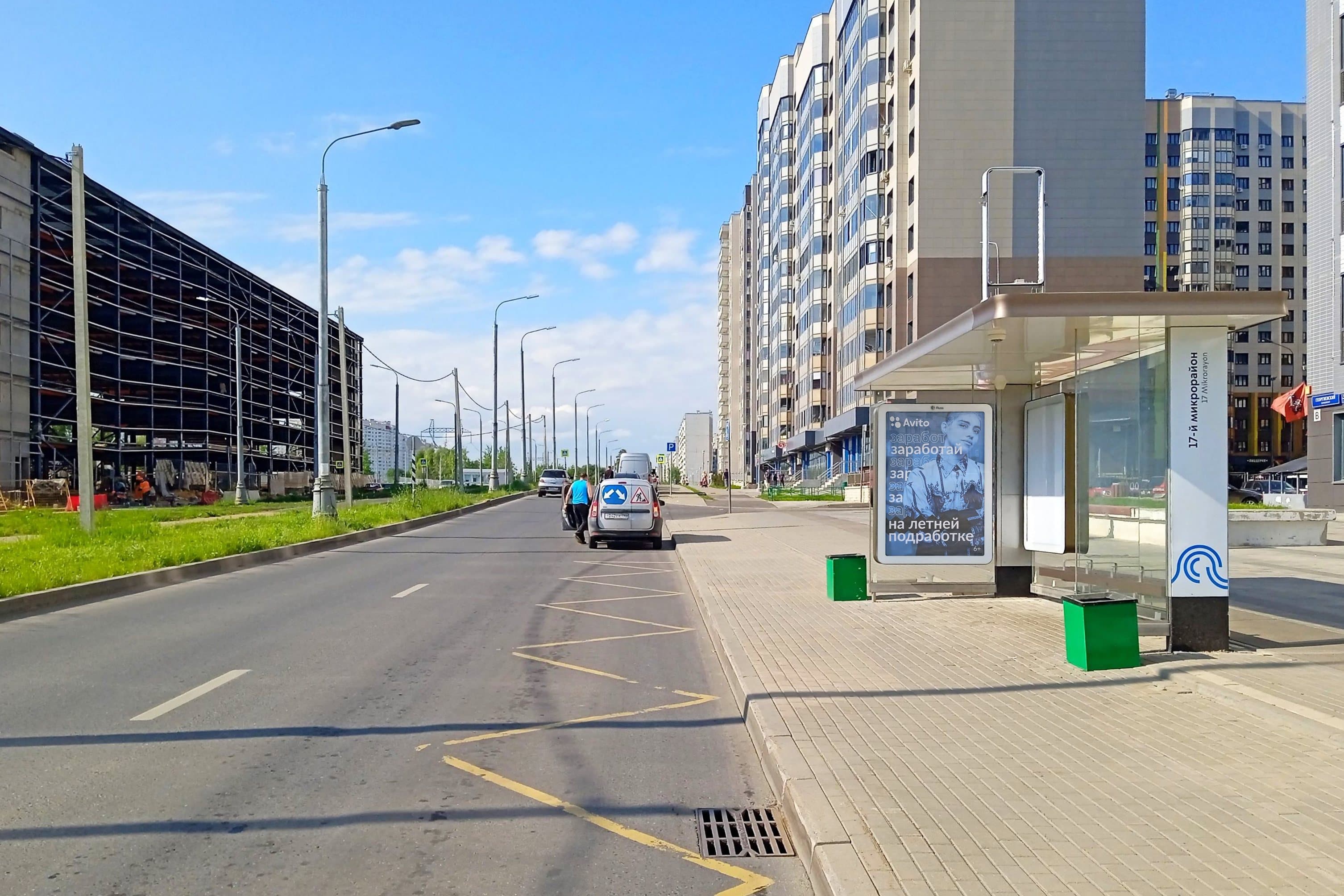 Москва. Пр-д без названия / ост. "17-й микрорайон" из центра, сторона А