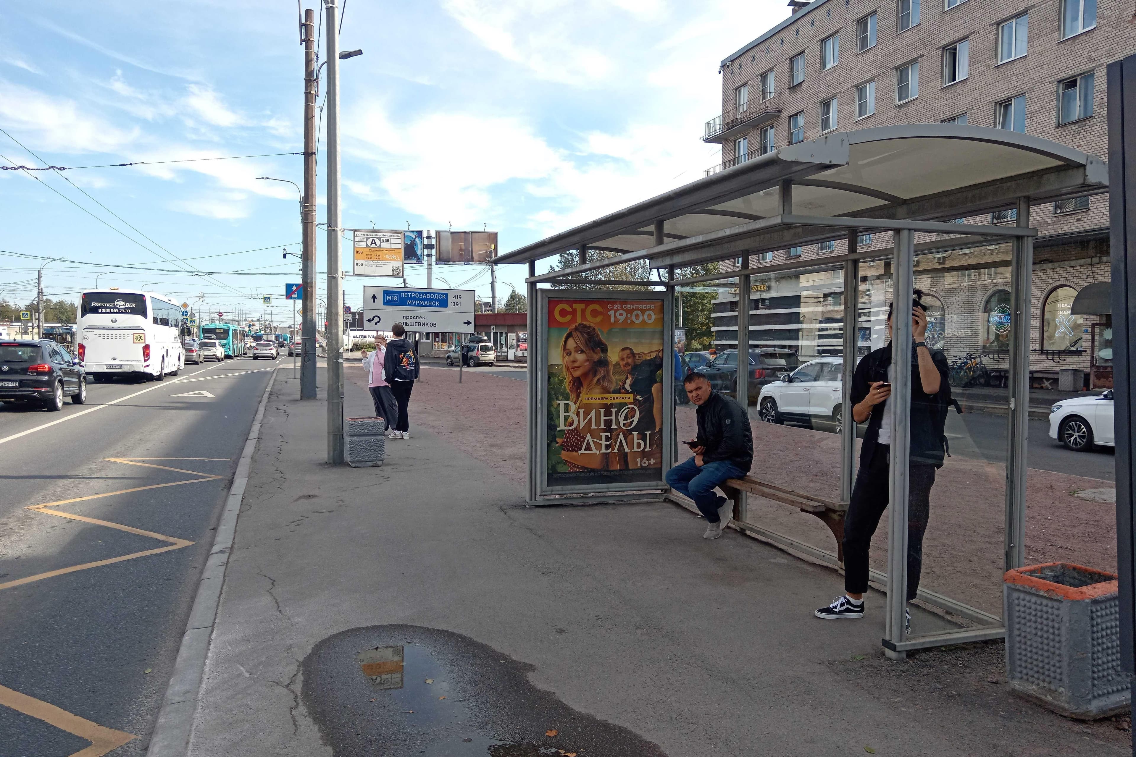 Санкт-Петербург. Народная ул.  87 - ост. "Проспект Большевиков", (светофор), сторона А