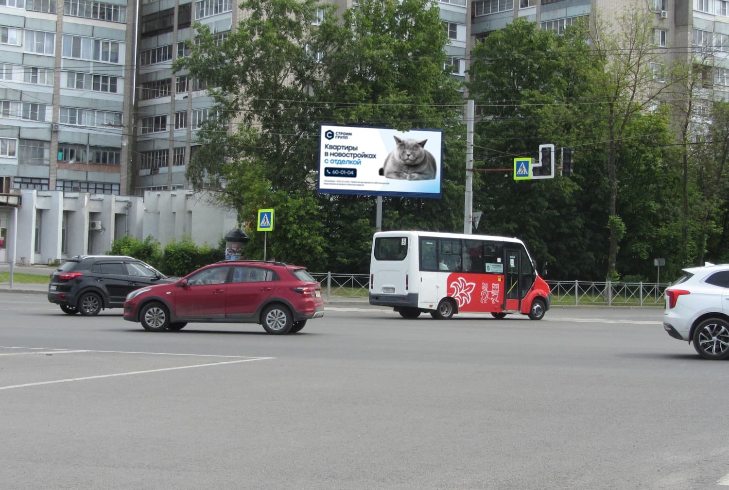 Реклама 3x6 по адресу Лазарева пл./ Строит. пр-т, д. 23 / Красноарм. ул.