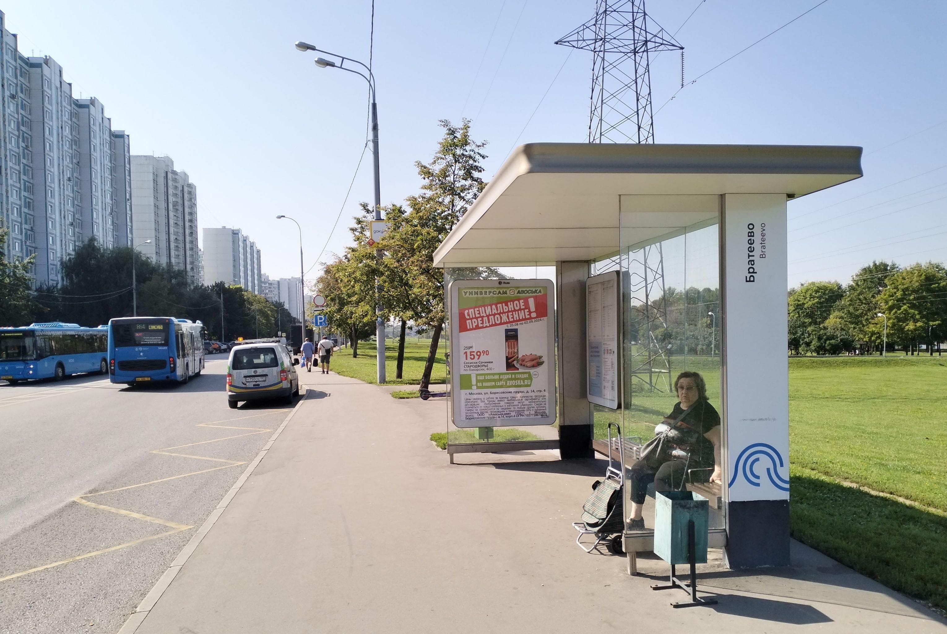 Борисовские пруды улица, д.38 (напротив) - ост. "Братеево" (в центр), сторона А Москва. Борисовские пруды улица, д.38 (напротив) - ост. "Братеево" (в центр), сторона А