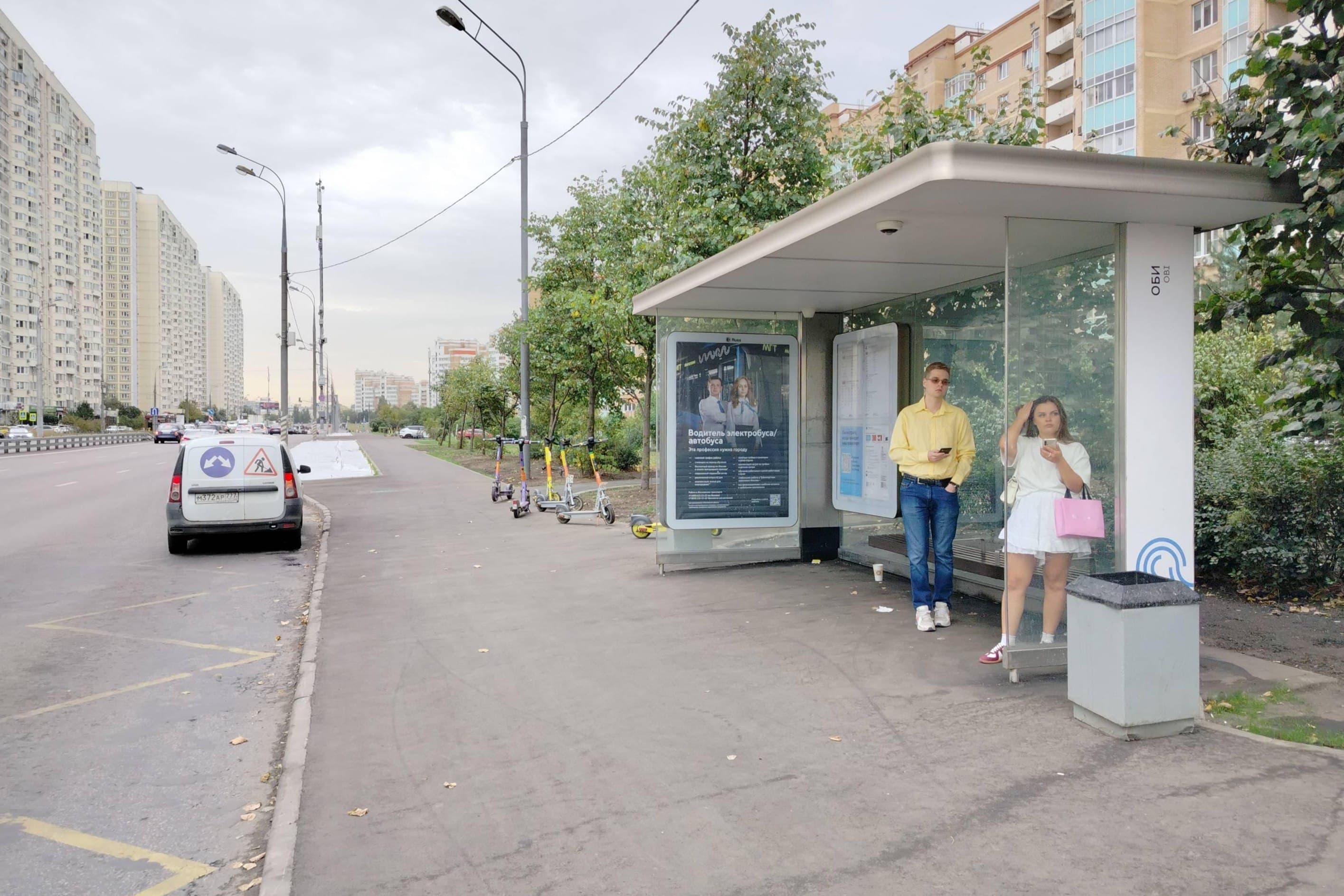 Новокуркинское шоссе, д.51, с.5 - ост. "ОБИ" (в центр), сторона А Москва. Новокуркинское шоссе, д.51, с.5 - ост. "ОБИ" (в центр), сторона А