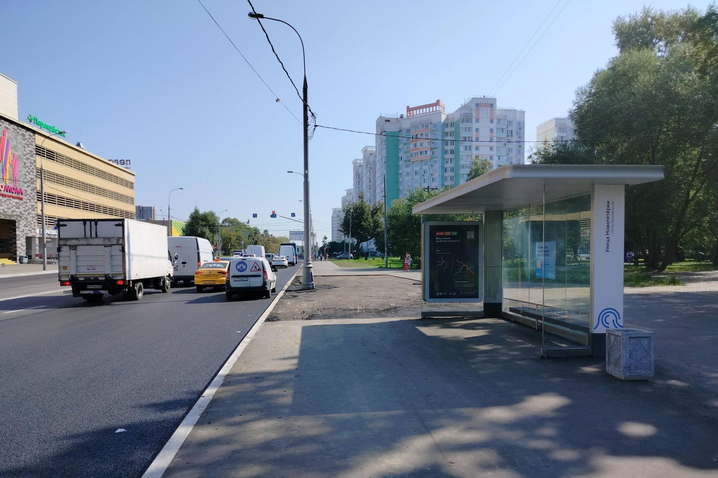 Перовская ул. 61А, н-в - ост. "Новотетерки ул.", из центра, сторона А Москва. Перовская ул. 61А, н-в - ост. "Новотетерки ул.", из центра, сторона А