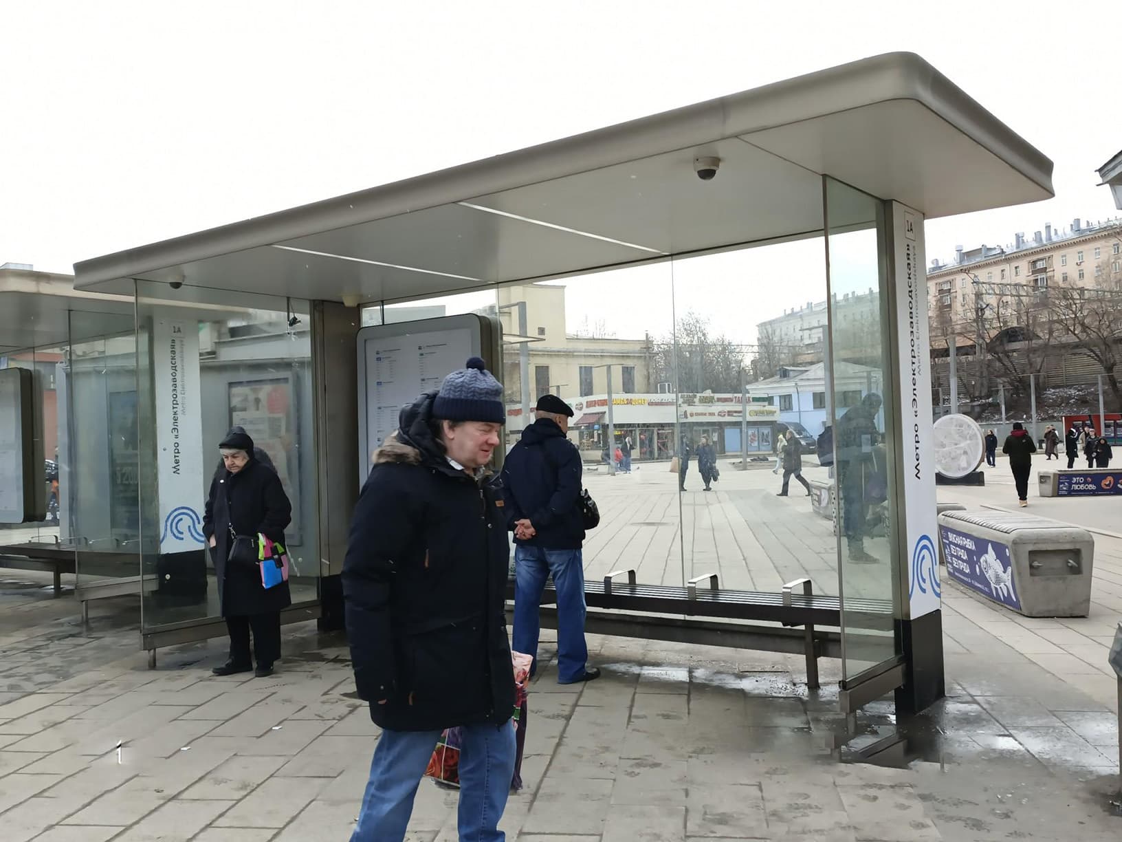 Семеновская Б. ул. 26 - ост. "м. "Электрозаводская", из центра, поз. 1, сторона А Москва. Семеновская Б. ул. 26 - ост. "м. "Электрозаводская", из центра, поз. 1, сторона А