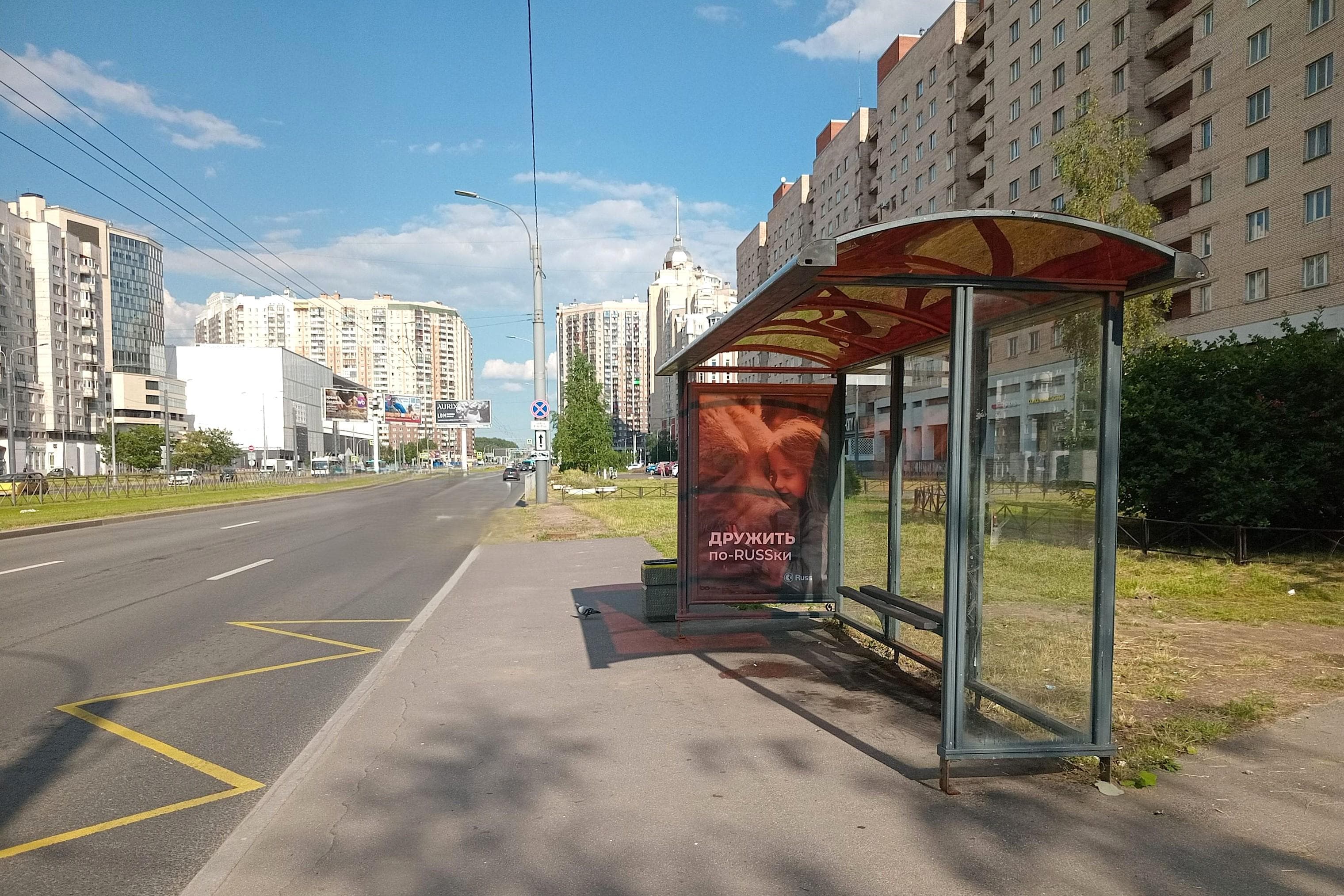 Богатырский проспект 4 - ост. "Театр За Чёрной речкой", (светофор), сторона А Санкт-Петербург. Богатырский проспект 4 - ост. "Театр За Чёрной речкой", (светофор), сторона А
