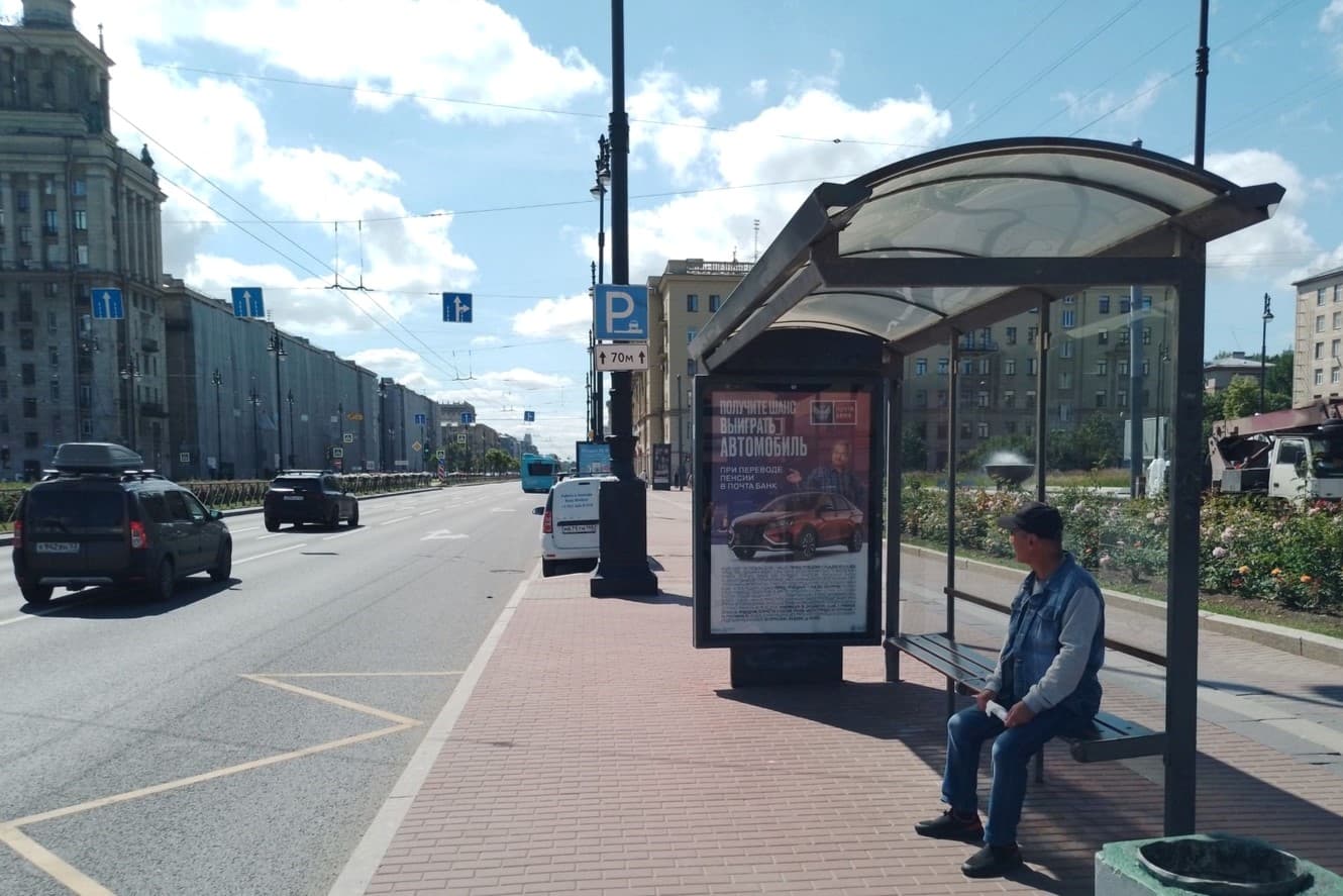 Московский проспект 165к2 - ост. "Станция метро Парк Победы", (светофор, Московский парк Победы), сторона А Санкт-Петербург. Московский проспект 165к2 - ост. "Станция метро Парк Победы", (светофор, Московский парк Победы), сторона А