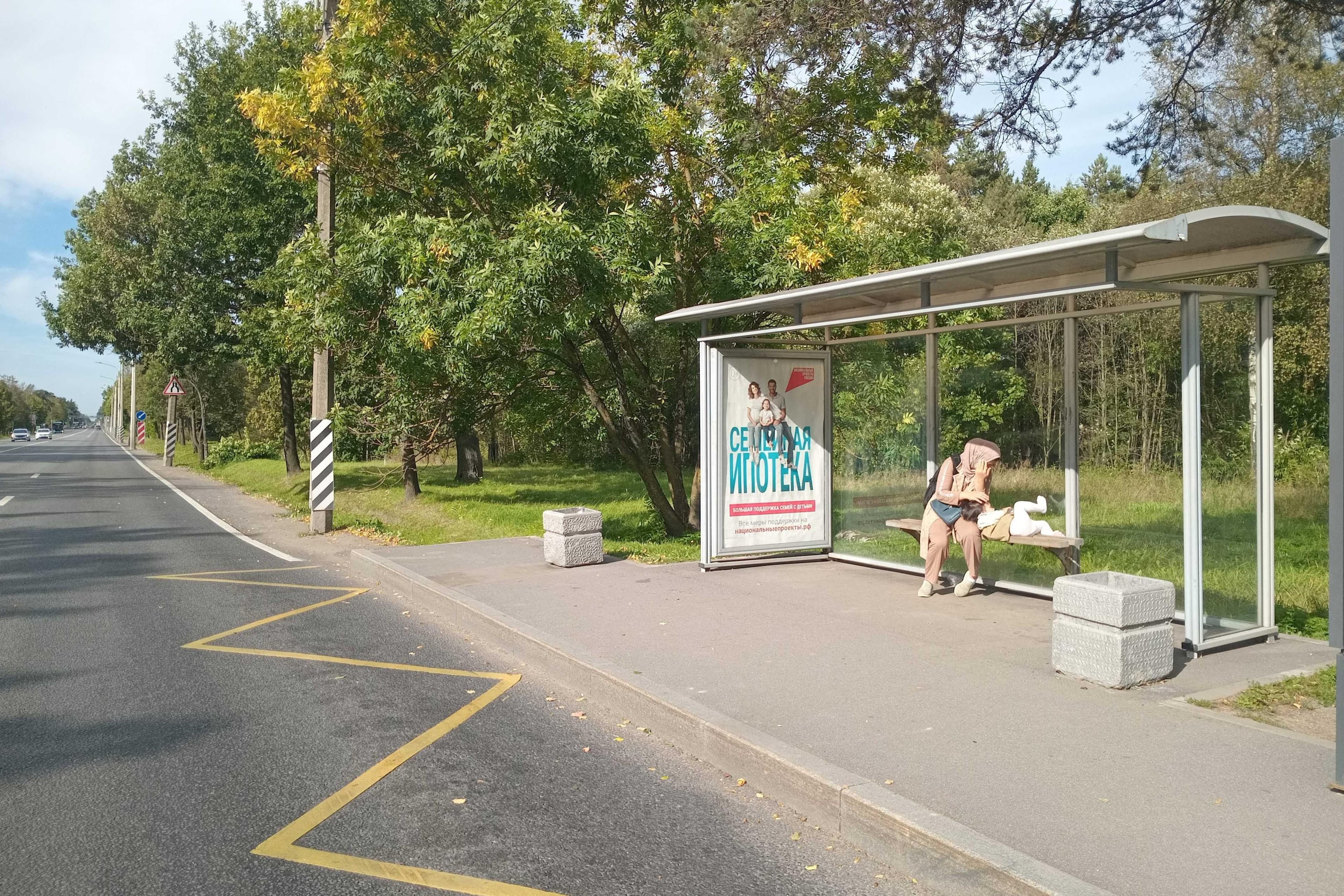 Петродворец МО, Санкт-Петербургское шоссе 115Л - ост. "Ропшинское шоссе", сторона А Санкт-Петербург. Петродворец МО, Санкт-Петербургское шоссе 115Л - ост. "Ропшинское шоссе", сторона А