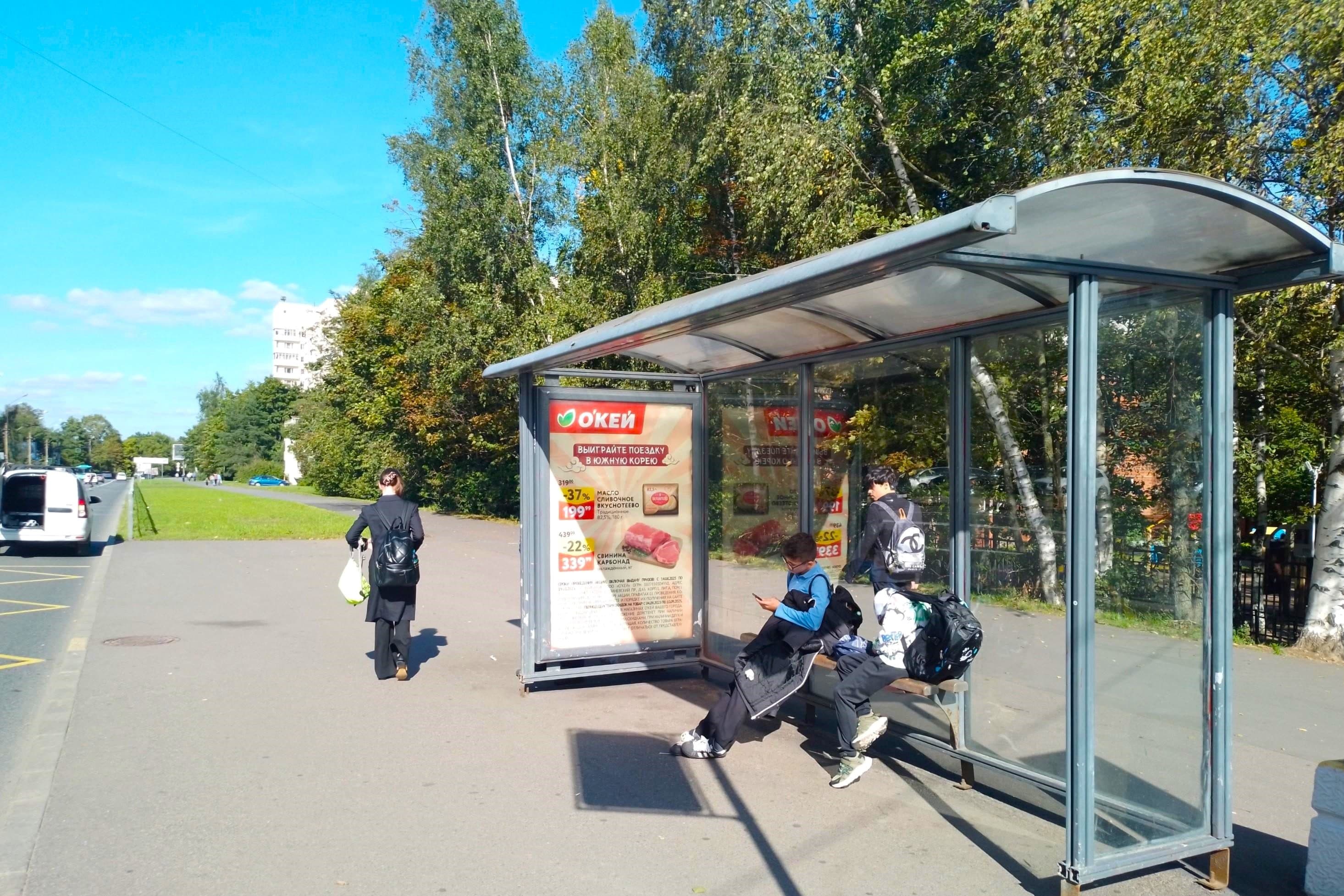 Сестрорецк МО, Токарева ул. 15В - ост. "Детский сад", (светофор), сторона А Санкт-Петербург. Сестрорецк МО, Токарева ул. 15В - ост. "Детский сад", (светофор), сторона А
