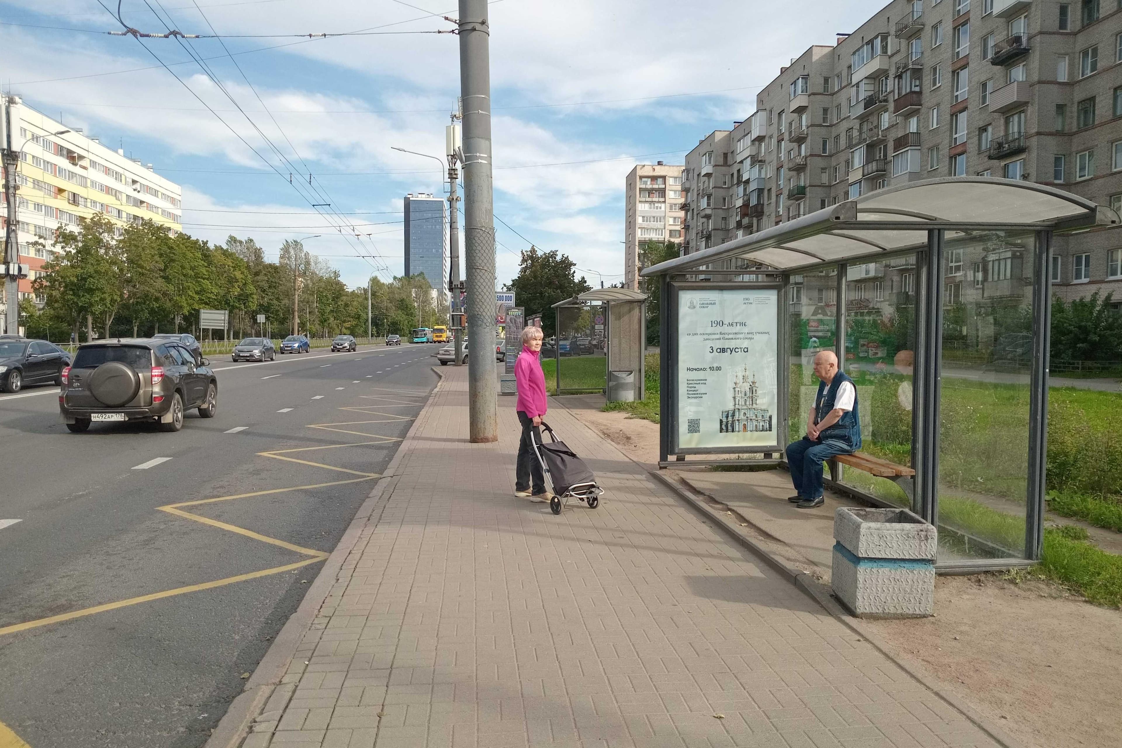 Ветеранов проспект 158 - ост. "Улица Пограничника Гарькавого", (светофор), сторона А Санкт-Петербург. Ветеранов проспект 158 - ост. "Улица Пограничника Гарькавого", (светофор), сторона А