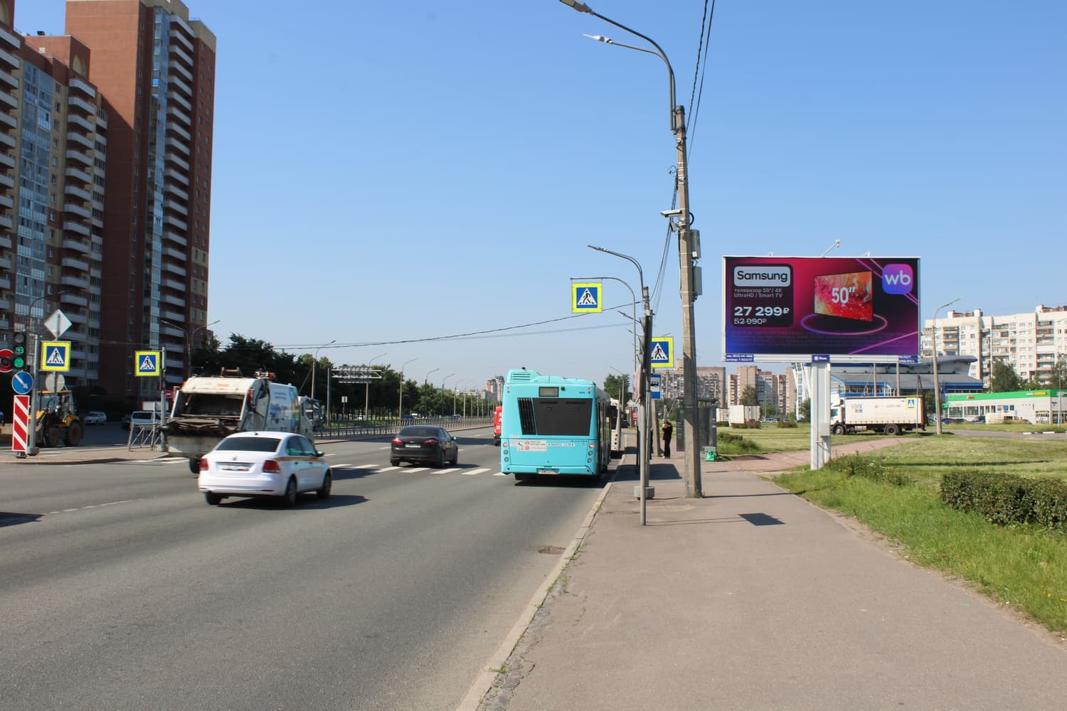 Дунайский проспект 55к1 напротив, Х с ул. Малая Карпатская, (светофор, "Максидом"), сторона А1 Санкт-Петербург. Дунайский проспект 55к1 напротив, Х с ул. Малая Карпатская, (светофор, "Максидом"), сторона А1