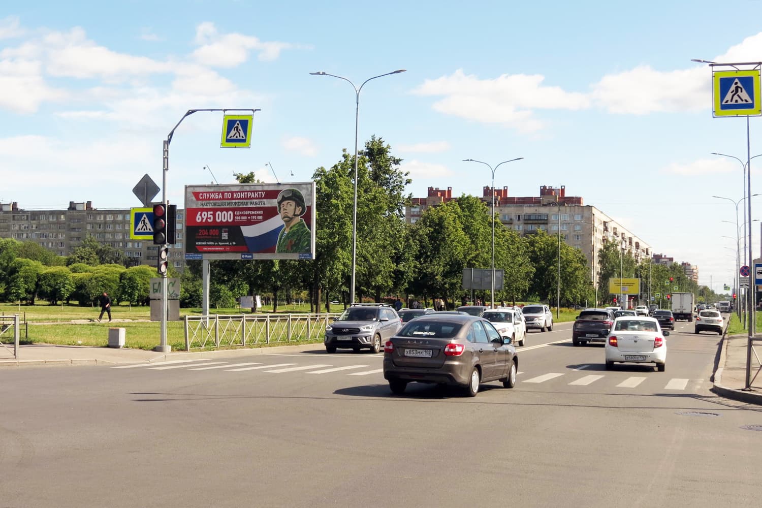 Искровский пр. 11, напротив / Подвойского ул. (от Коллонтай ул.), сторона Б Санкт-Петербург. Искровский пр. 11, напротив / Подвойского ул. (от Коллонтай ул.), сторона Б