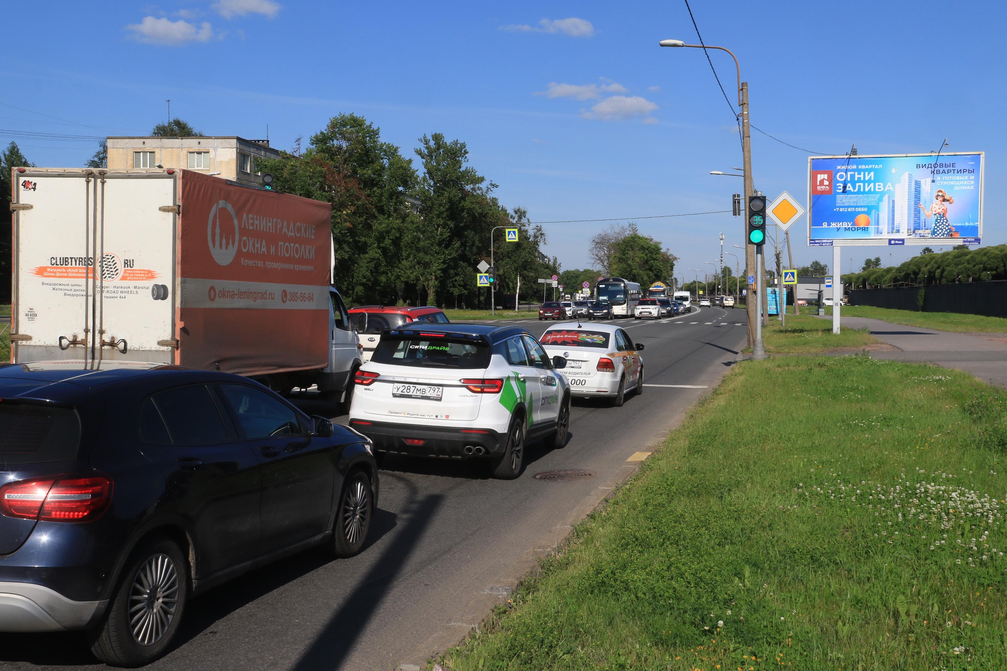 Народного Ополчения проспект 167 напротив, Х с ул. Солдата Корзуна, (светофор), сторона А Санкт-Петербург. Народного Ополчения проспект 167 напротив, Х с ул. Солдата Корзуна, (светофор), сторона А